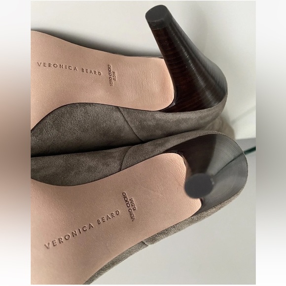 $695 Veronica Beard Sanzi Slouch Taupe Suede Leather Tall Knee High Boots Sz 6.5 - Picture 10 of 16